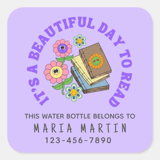 School Leesnaam Deze waterfles behoort tot Vierkante Sticker (Voorkant)