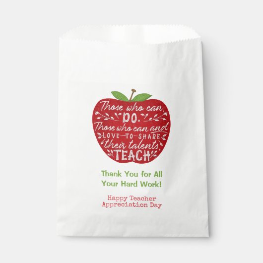 School leraar dank je | Apple Teaching Quote Bedankzakje (Voorkant)