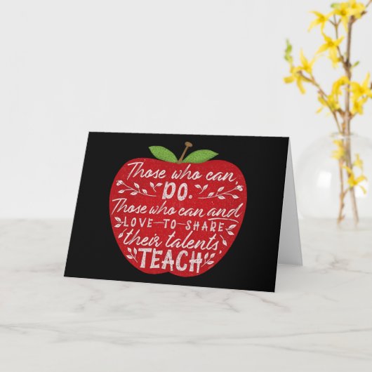 School leraar dank je | Apple Teaching Quote Kaart (Gele Bloem)