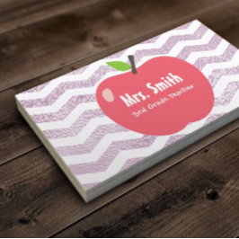 School leraar Girly Chevron Stripes Big Apple Visitekaartje