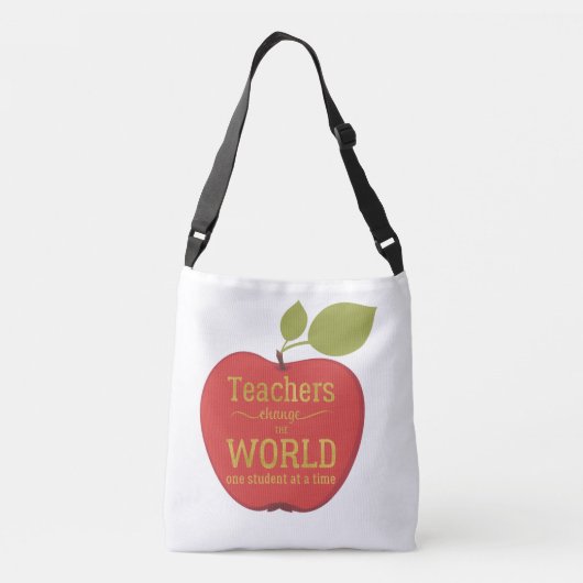 School leraar gouden script citaat op rode appel crossbody tas (Achterkant)