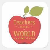 School leraar gouden script citaat op rode appel vierkante sticker (Voorkant)