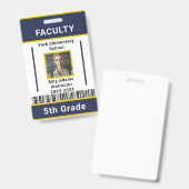 School Leraar ID Badge Sjabloon met Barcode Blauw (Voor- en achterkant)