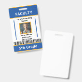 School Leraar ID Badge Sjabloon met Barcode Blauw (Voor- en achterkant)