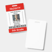 School Leraar ID Badge Sjabloon met barcode rood (Voor- en achterkant)