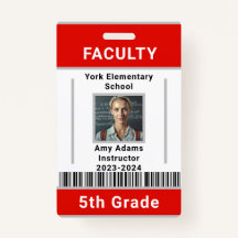 School Leraar ID Badge Sjabloon met barcode rood
