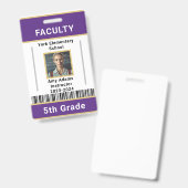 School Leraar ID Badge Sjabloon W / Barcode Paarse (Voor- en achterkant)
