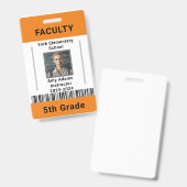 School Leraar ID Badge Sjabloon W / Barcode Sinaas (Voor- en achterkant)