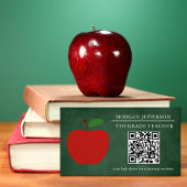School Leraar Red Apple Chalkboard QR Code Magnetisch Visitekaartje