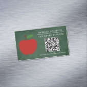 School Leraar Red Apple Chalkboard QR Code Magnetisch Visitekaartje (Voorbeeld)