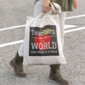 School leraar rode appel schoolbord script citaat tote bag