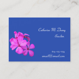 School leraar, roze bloemen visitekaartje