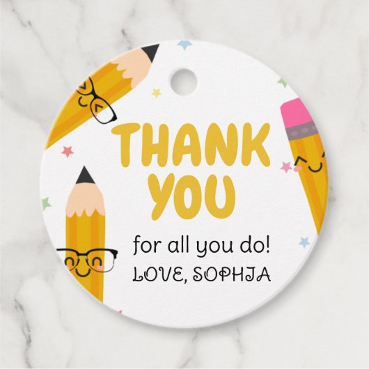 School Leraar Waardering Bedankt Ronde Bedankjes Labels (Voorkant)