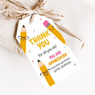 School Leraar Waardering Dank u voor Tags Cadeaulabel