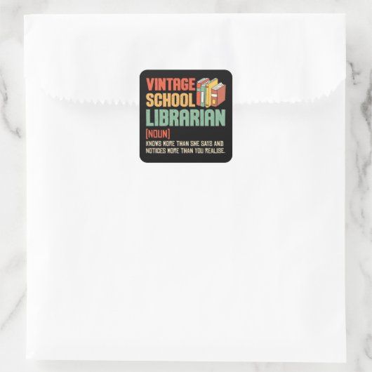 School Librarian Pronunciation Funny Vierkante Sticker (Tas)