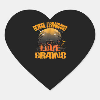 School Librarians Love Brains Funny Halloween Hart Sticker