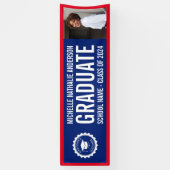 School logo Afstudeerfoto  Blauwe Rode Banner (Verticaal)