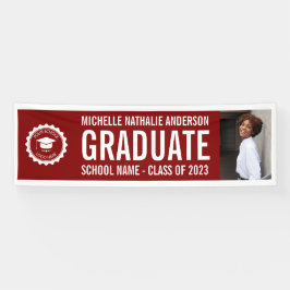 School logo Afstudeerfoto Feest Paars Wit Spandoek