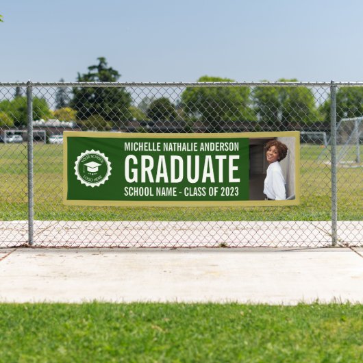 School logo Afstuderen Foto Green Gold Banner (Insitu)