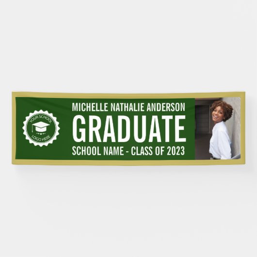 School logo Afstuderen Foto Green Gold Banner (Horizontaal)