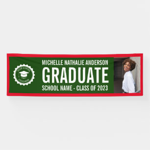 School logo Afstuderen Foto Green Red Spandoek