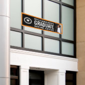 School logo Afstuderen Foto Party Black Sinaasappe Spandoek (Buitenkant Gebouw)