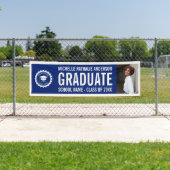 School logo Afstuderen Foto Party BLue White Spandoek (Insitu)