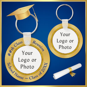 School-LOGO, FOTO, TEKST-klasse Reunion Gift Idee Sleutelhanger