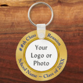 School-LOGO, FOTO, TEKST-klasse Reunion Gift Ideeë Sleutelhanger (Voorkant)