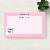 School Logo Leraar Belangrijk Roze Post-it® Notes (Kantoor)