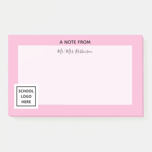 School Logo Leraar Belangrijk Roze Post-it® Notes (Voorkant)