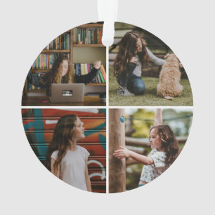 School-logo met vier foto-achterversieringen ornament