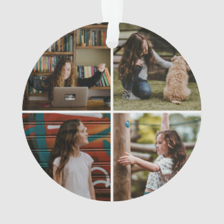 School-logo met vier foto-achterversieringen ornament