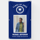 School logo of mascot Blue Photo Afstuderen Spandoek (Verticaal)
