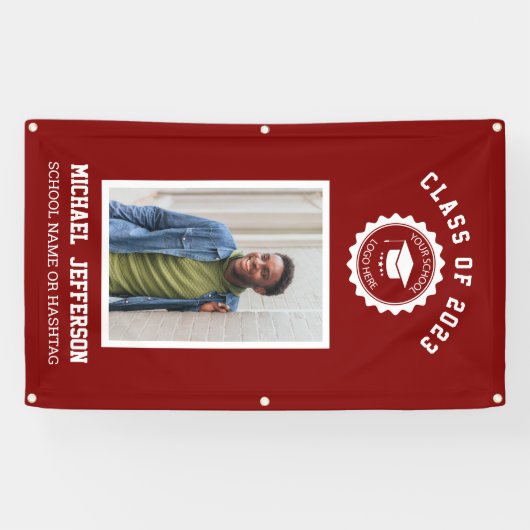 School logo of mascot Maroon Foto Afstuderen Spandoek (Horizontaal)