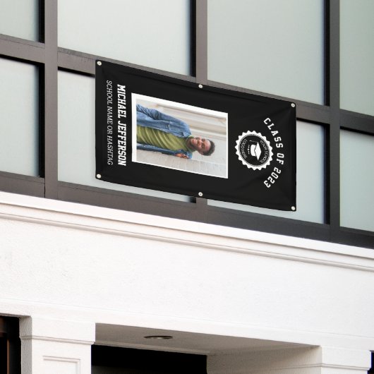 School logo of mascot Maroon Foto Afstuderen Spandoek (Buitenkant Gebouw)