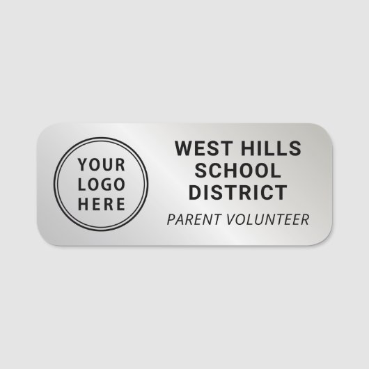 School Logo Ouder Vrijwilliger Zilver Naamplaatje (Voorkant)