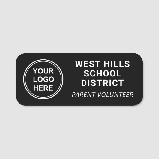 School Logo Ouder Vrijwilliger Zwart Naamplaatje (Voorkant)