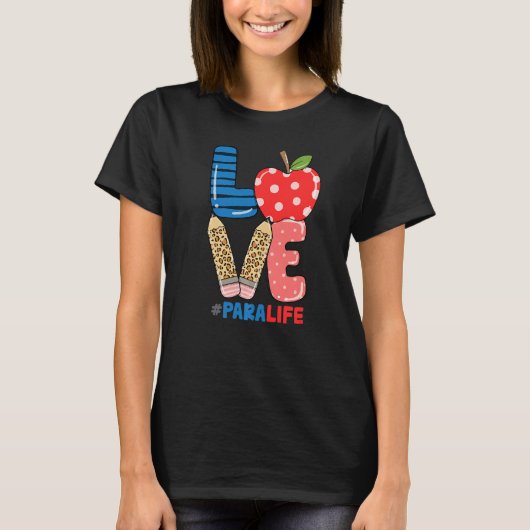 School Love Pencil Apple Para Life T-shirt (Voorkant)