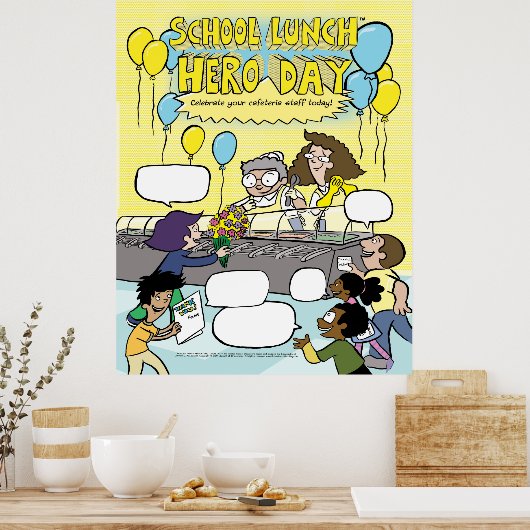 School Lunch Hero Day poster - vul de bubbels in (Keuken)