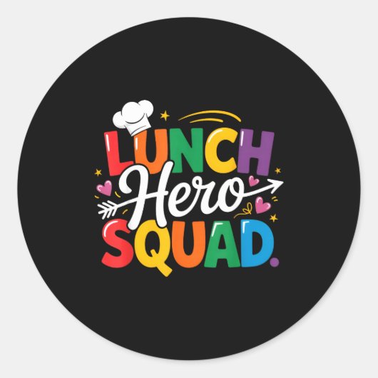 School Lunch Hero Squad Cafeteria Workers Crew Lad Ronde Sticker (Voorkant)