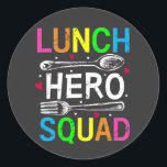 School Lunch Hero Squad Cafeteria Workers Ronde Sticker<br><div class="desc">School Lunch Hero Squad Funny Cafeteria Workers ontwerpen Classic Round Sticker Classic Collectie.</div>