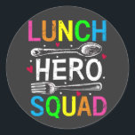School Lunch Hero Squad Cafeteria Workers Ronde Sticker<br><div class="desc">School Lunch Hero Squad Funny Cafeteria Workers ontwerpen Classic Round Sticker Classic Collectie.</div>