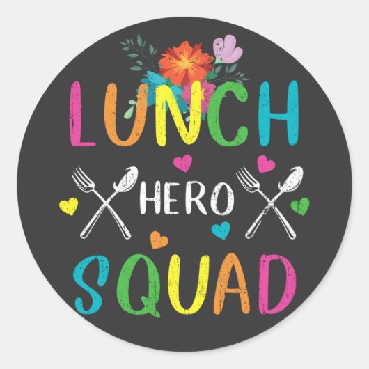 School Lunch Hero Squad Cafeteria Workers Ronde Sticker (Voorkant)
