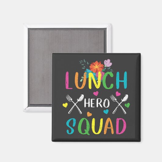 School Lunch Hero Squad Cafeteria Workers Square Magneet (Voorkant / Achterkant)