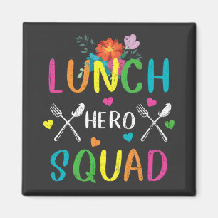 School Lunch Hero Squad Cafeteria Workers Square Magneet