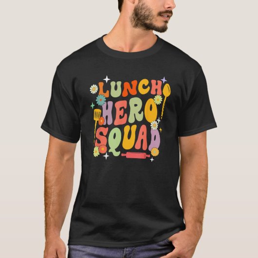 School Lunch Hero Squad Grappige Cafetaria Arbeide T-shirt (Voorkant)