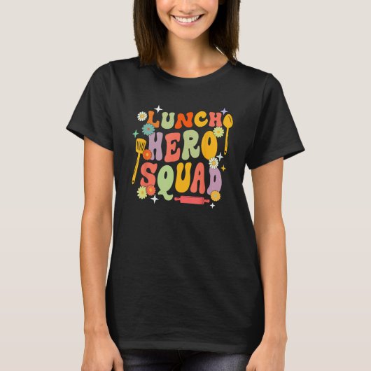 School Lunch Hero Squad Grappige Cafetaria Arbeide T-shirt (Voorkant)