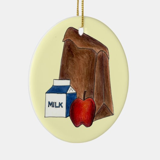 School Lunch Lady Cafeteria Worker Teacher Apple Keramisch Ornament (Rechts)