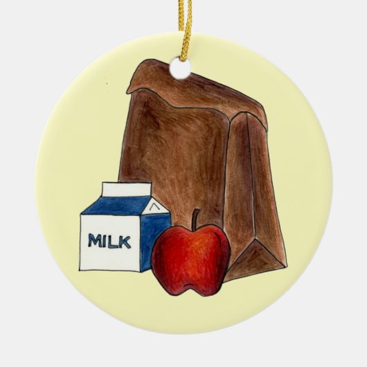 School Lunch Lady Cafeteria Worker Teacher Apple Keramisch Ornament (Voorkant)